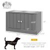 PawHut Large Elevated Dog Bowls with 44L Storage Cabinet, Raised Pet Food Bowl Stand & Feeding Station, Gray