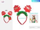 Christmas Bow Headband for Dogs Red and Gold Deer Horn Snowflakes Christmas Hat Costume Dress Up Accessories for Pet for Cosplay and Makeup  12 pcs