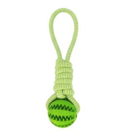 Dog Toys Treat Balls Interactive Hemp Rope Rubber Leaking Balls For Small Dogs Chewing Bite Resistant Toys Pet Tooth Cleaning Bite Resistant Toy (Color: Green)
