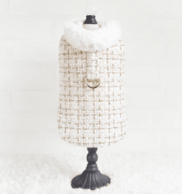 Chantel Tweed Dog Coat (Color: Cream, size: SM)