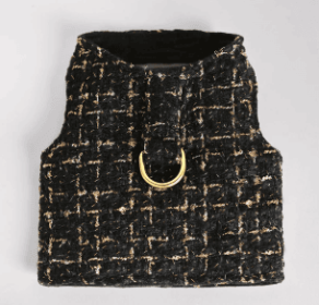 Chantel Tweed Dog Harness (Color: Black, size: LG)