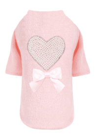 Pearl Heart Dog Sweater (Color: Peach, size: XS)