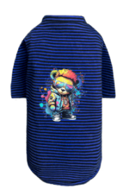 Punk Brats Dog Tee (Color: Striped Navy, size: XXS)