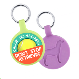 Don't Stop Retrievin' Ecoplastic Pet ID Tag- Choose from many colors. (PLASTIC BASE COLOR: YELLOW, size: MED)