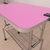 46" Folding Dog Pet Grooming Table Stainless Steel Frame Rubber Mat on Board with Adjustable Arm and Clamps pet dog Cat Grooming Table (PINK COLO