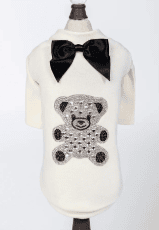 Teddy Bow Tee Dog Tee (Color: Ivory, size: XXS)