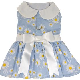 Blue Daisy Dog Dress with Matching Leash (size: X-Small)