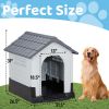 33 inch Large Plastic Dog House, Indoor Outdoor Doghouse Pet House with Air Vents and Elevated Floor, Insulated Water Resistant Puppy Shelter Ken