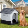 33 inch Large Plastic Dog House, Indoor Outdoor Doghouse Pet House with Air Vents and Elevated Floor, Insulated Water Resistant Puppy Shelter Ken