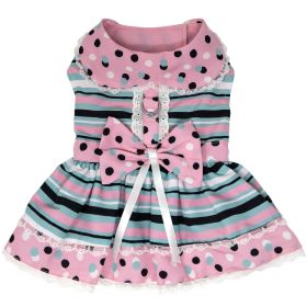 Dots &amp; Stripes Harness Dress (Color: Pink & Teal, size: X-Small)